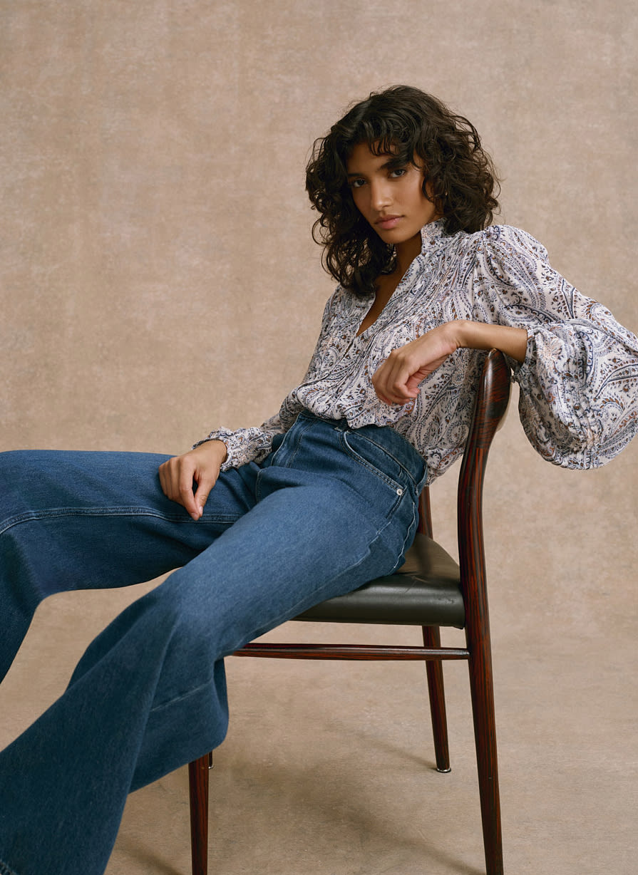 Neutral Paisley Print Blouse