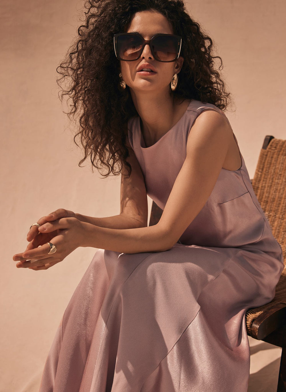 Pink Satin Maxi Dress