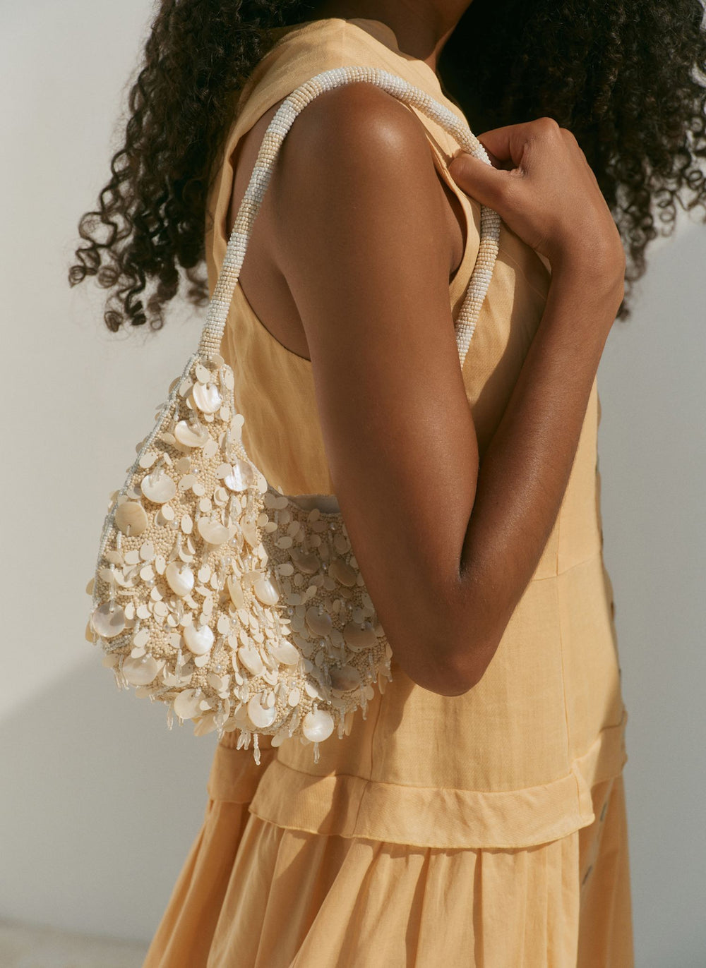 Cleo Cream Pearl Detail Shoulder Bag