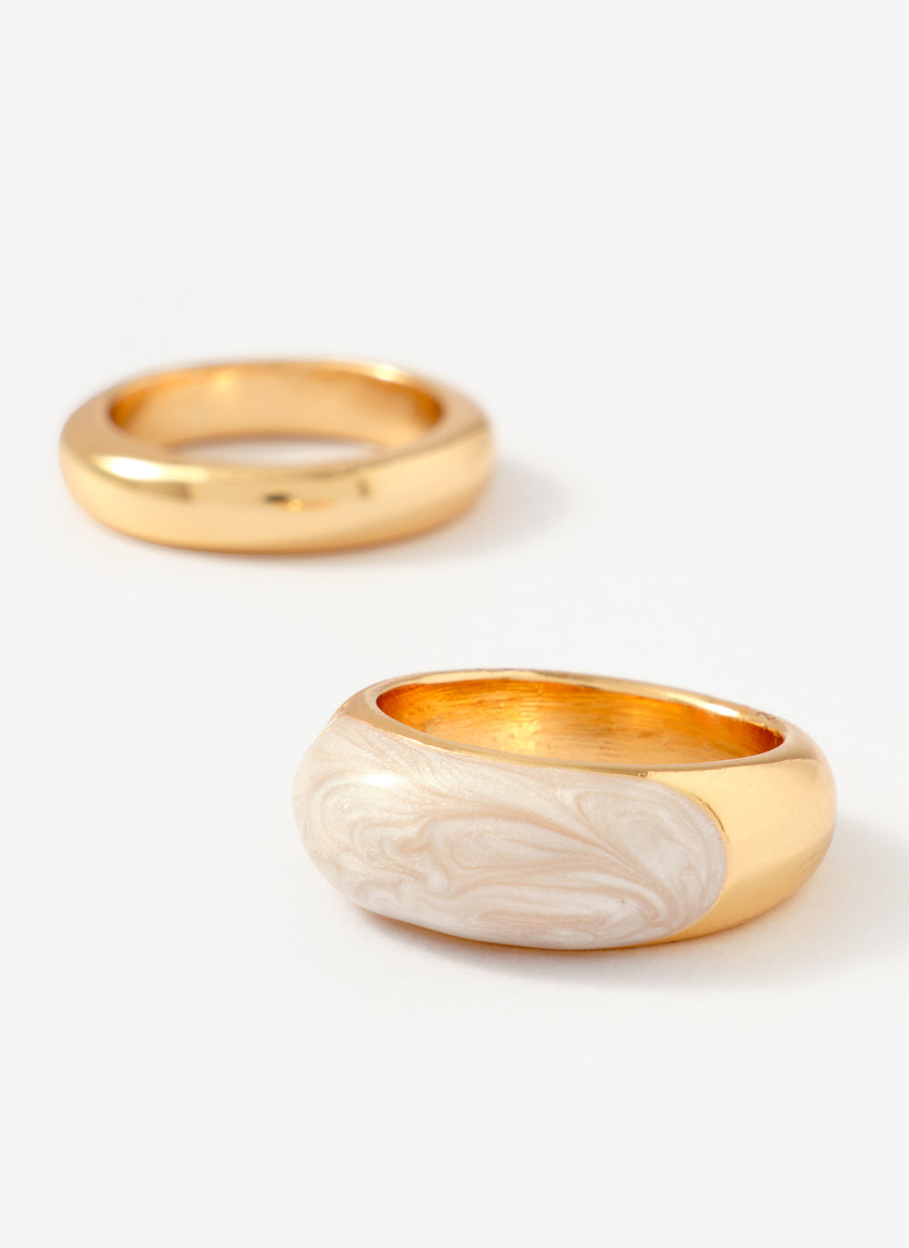 Gold Tone Pearlescent Ring Set