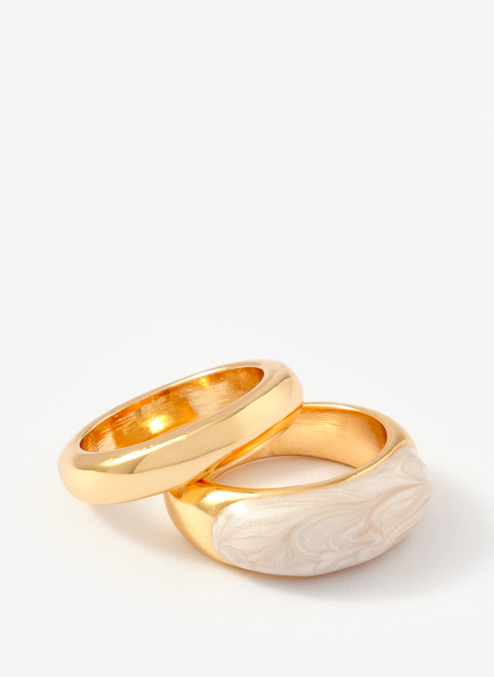 Gold Tone Pearlescent Ring Set