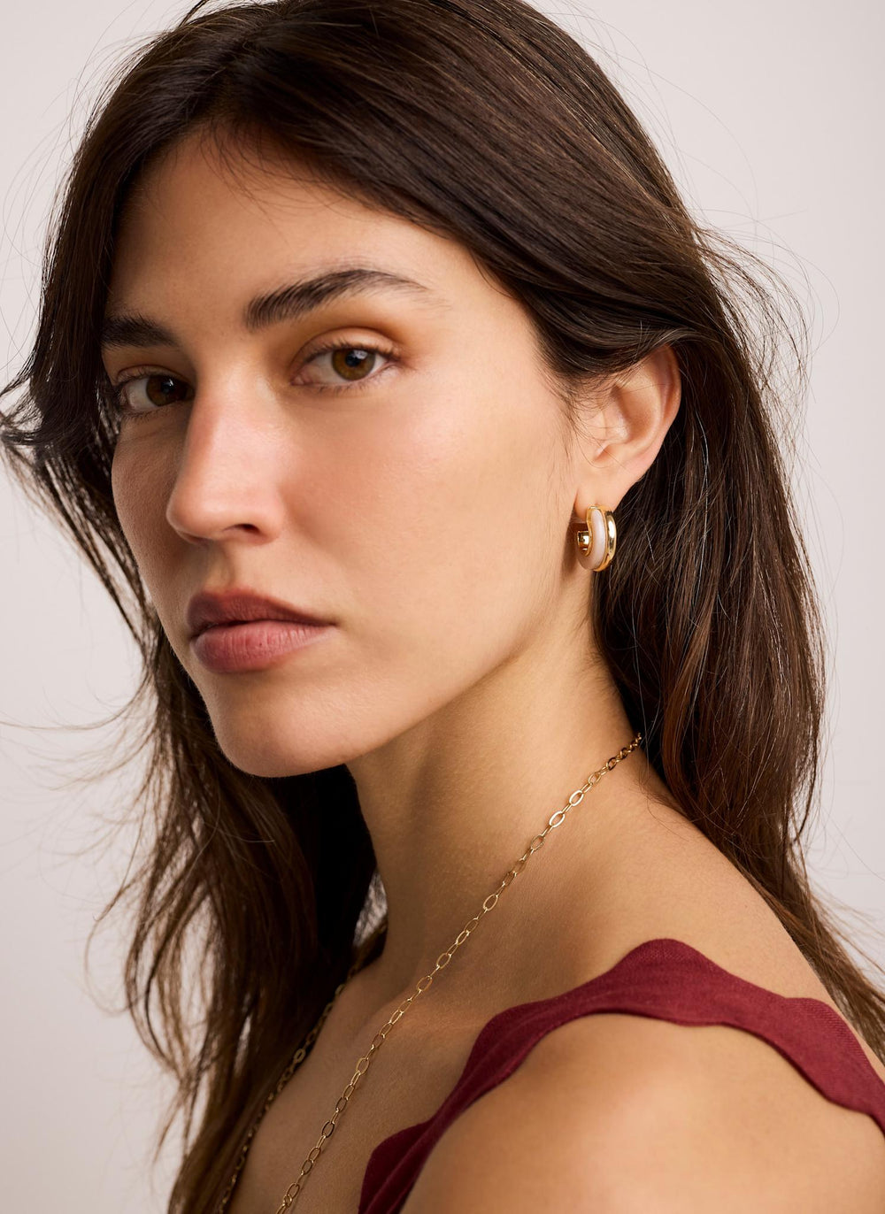 Gold Tone Pearlescent Mini Hoops