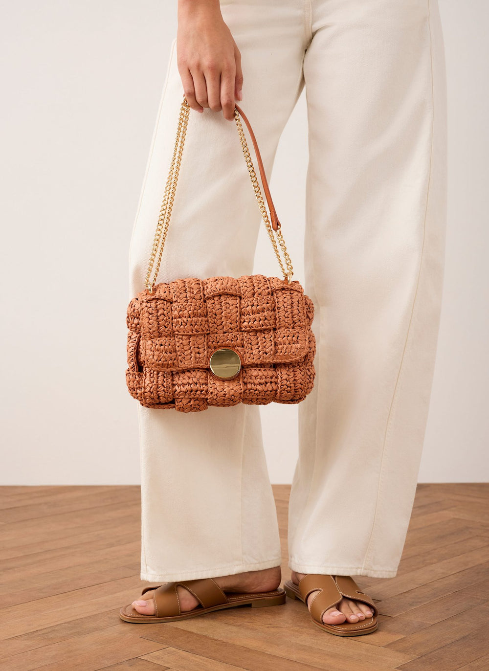 Pia Orange Woven Crossbody Bag