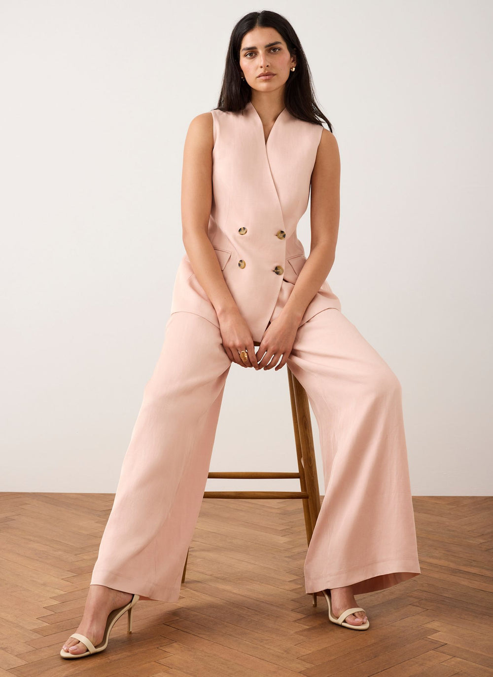 Pink Tailored Longline Waistcoat