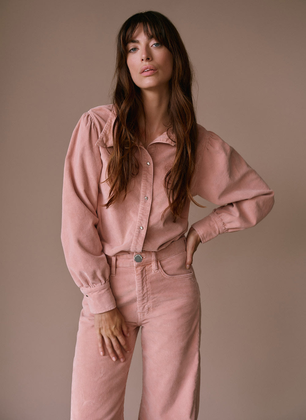 Pink Corduroy Long Sleeve Shirt