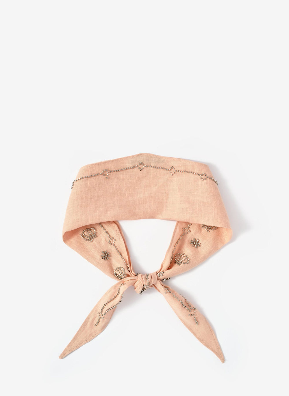 Pink Linen Embellished Neck Scarf