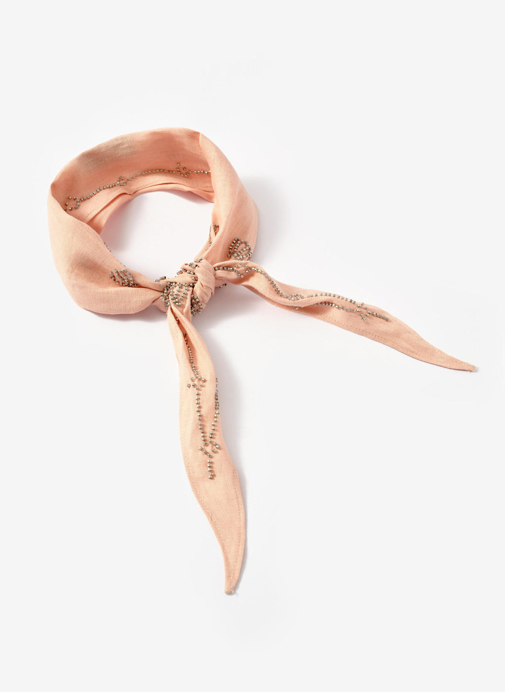 Pink Linen Embellished Neck Scarf