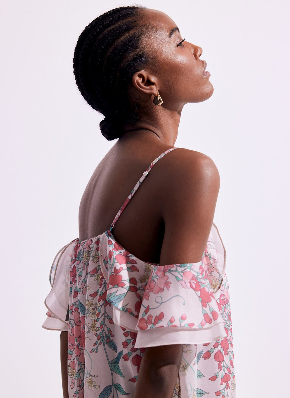 Pink Floral Print Midi Dress