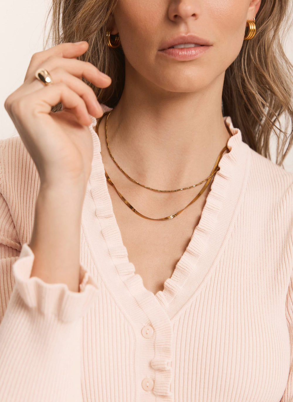 Pink Ruffle Detail Cardigan