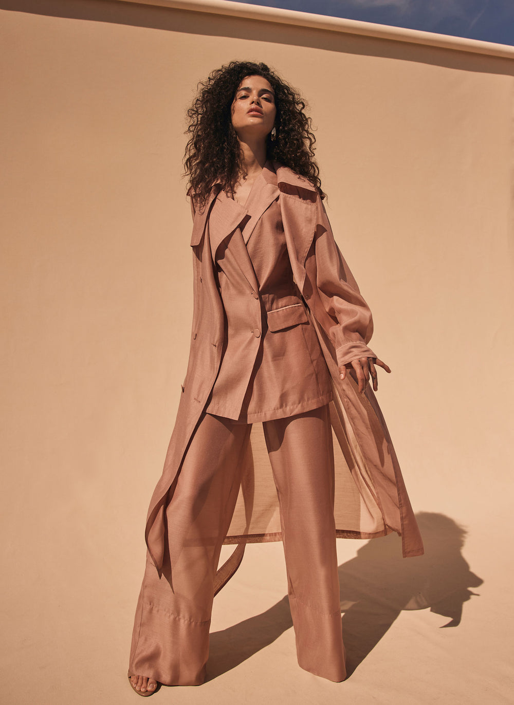 Pink Sheer Straight Trousers