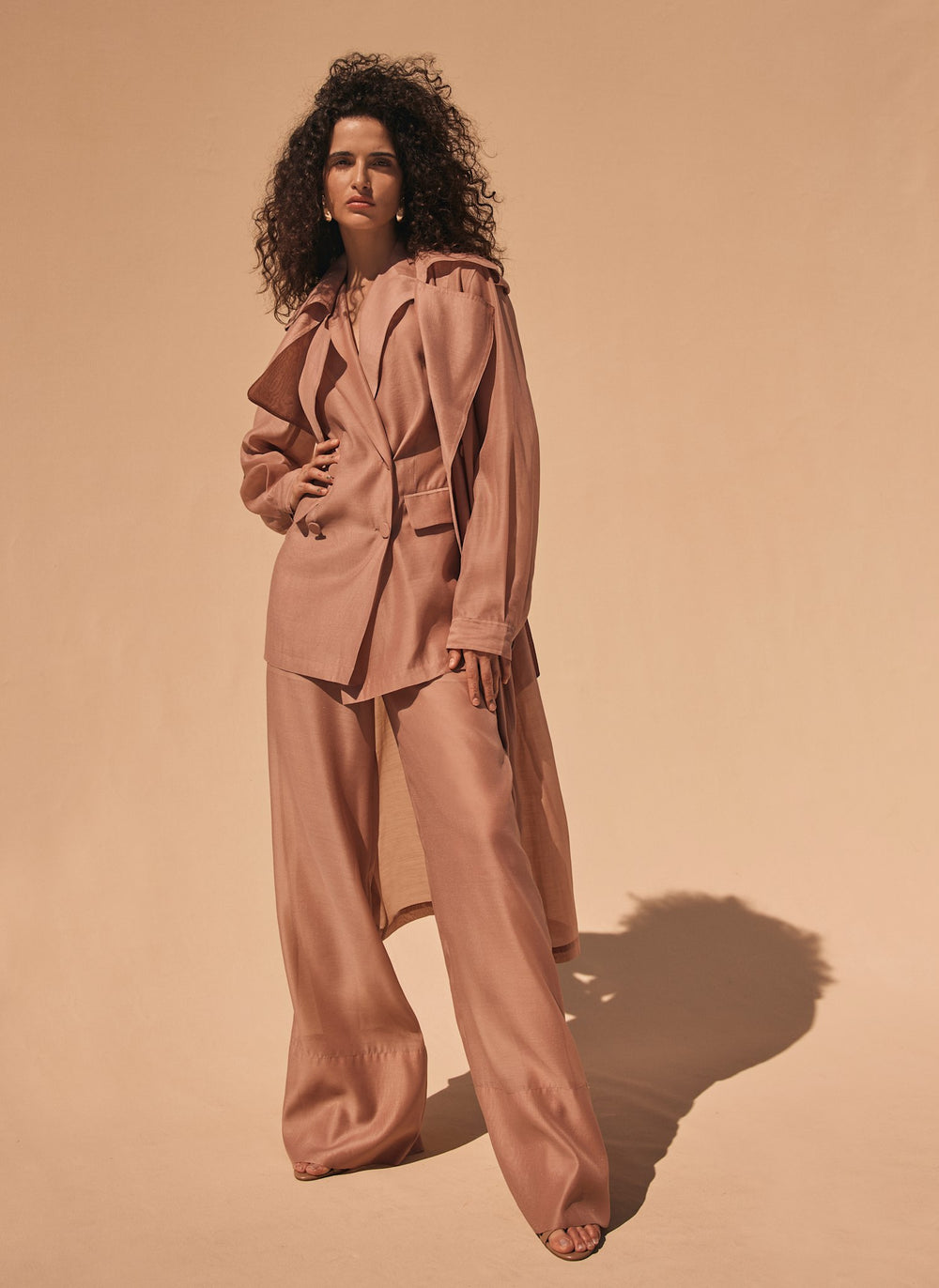Pink Sheer Straight Trousers