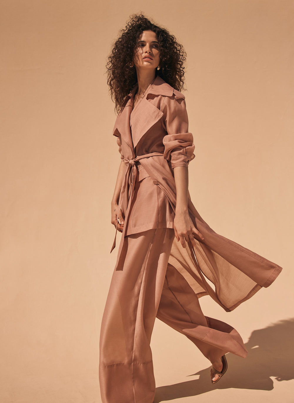 Pink Sheer Straight Trousers