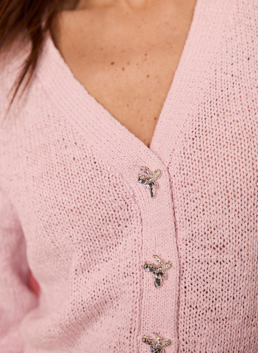 Pink Cotton Blend Cardigan