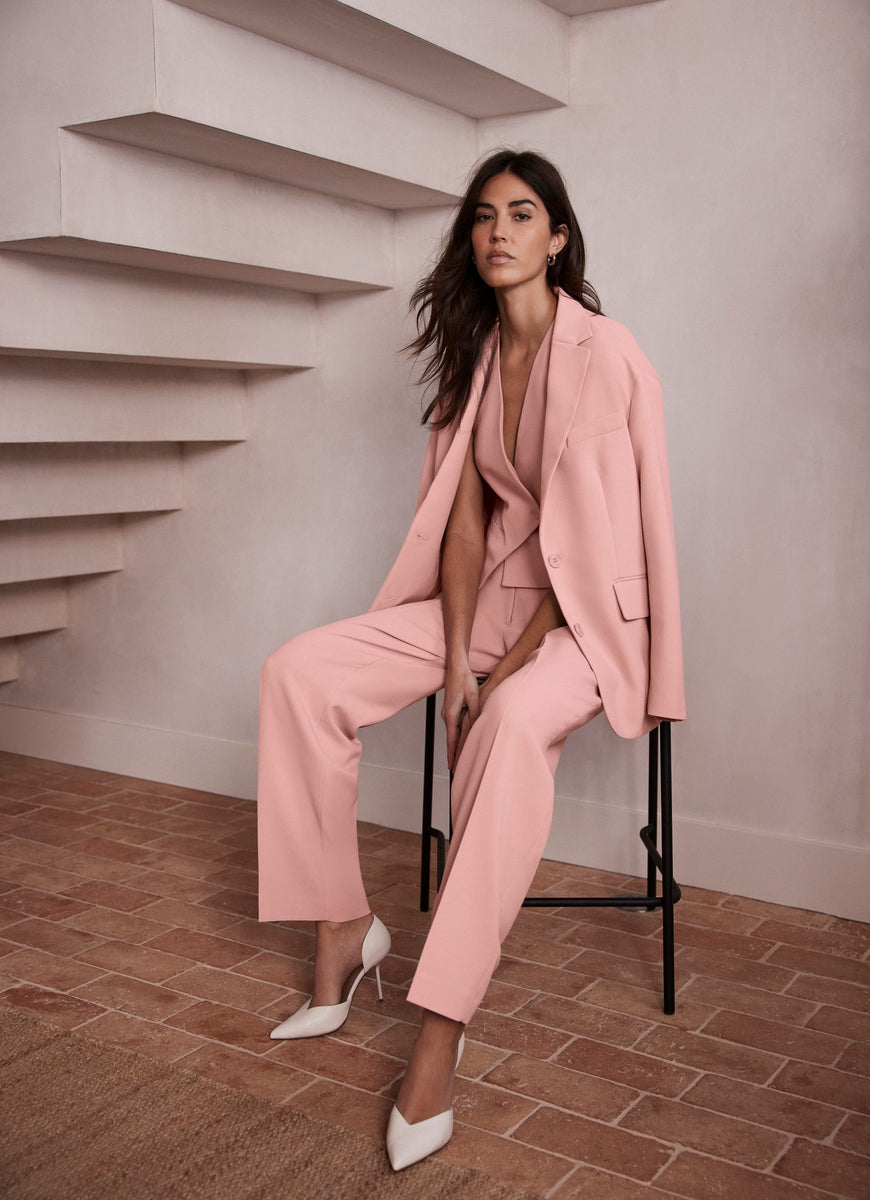 Pink Tailored Wide Trousers