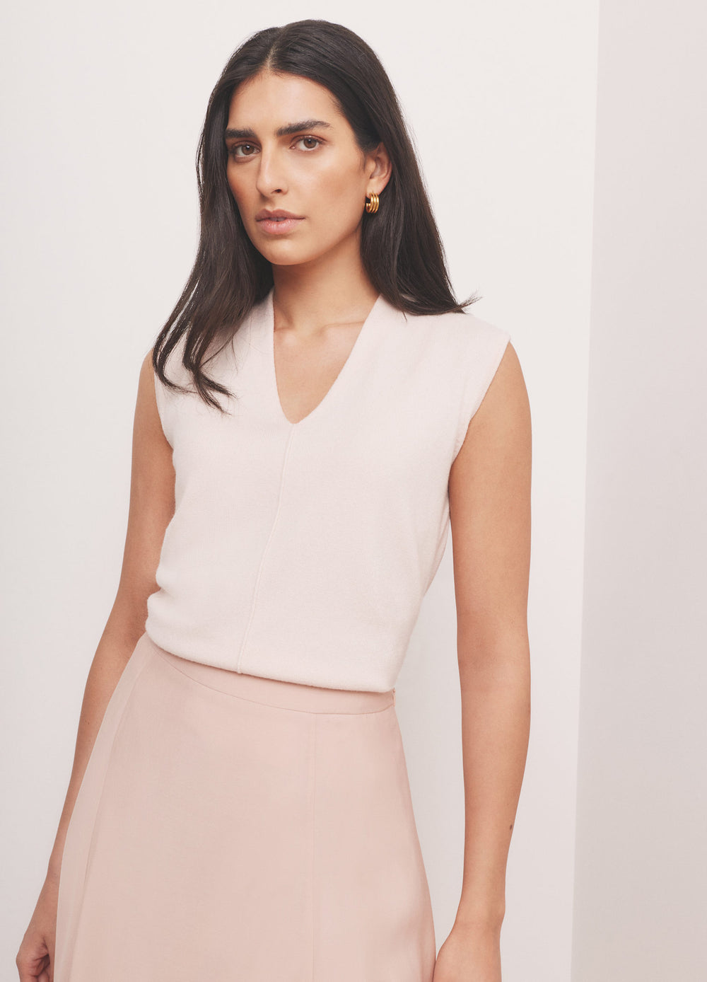 Pink Wool Blend Sleeveless Knit Top