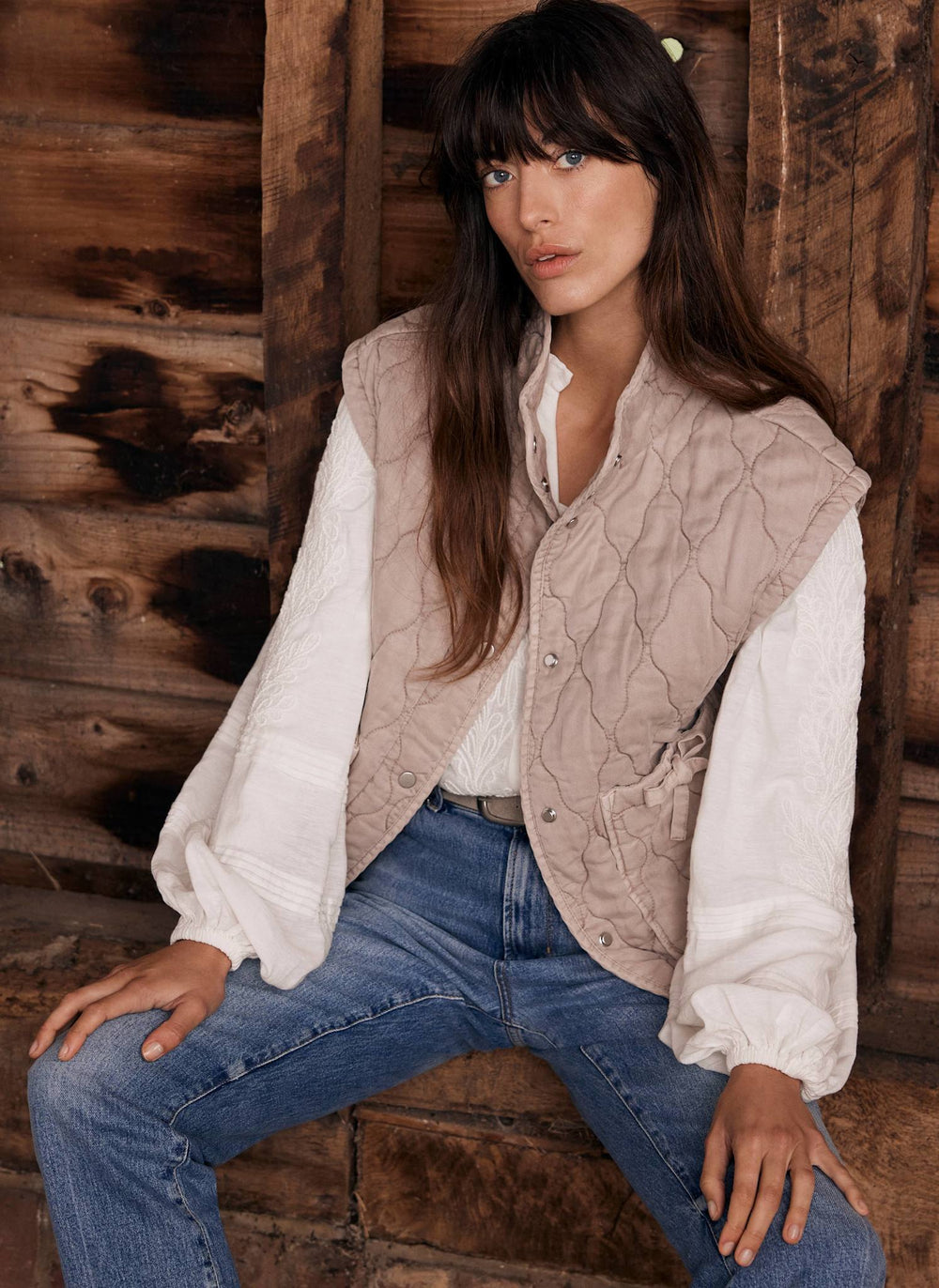 Washed Pink Quilted Gilet