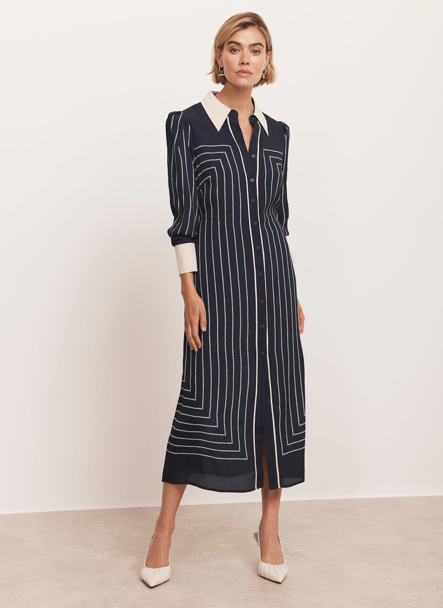 Navy Striped Midi Shirt Dress – Mint Velvet