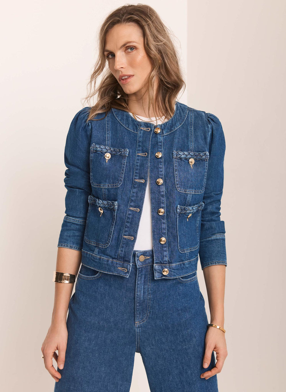 Indigo Plait Detail Denim Jacket