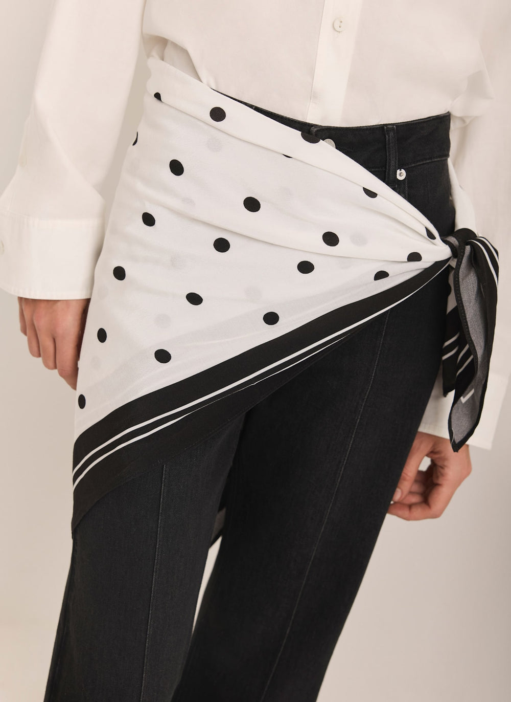 Cream Polka Dot Print Scarf