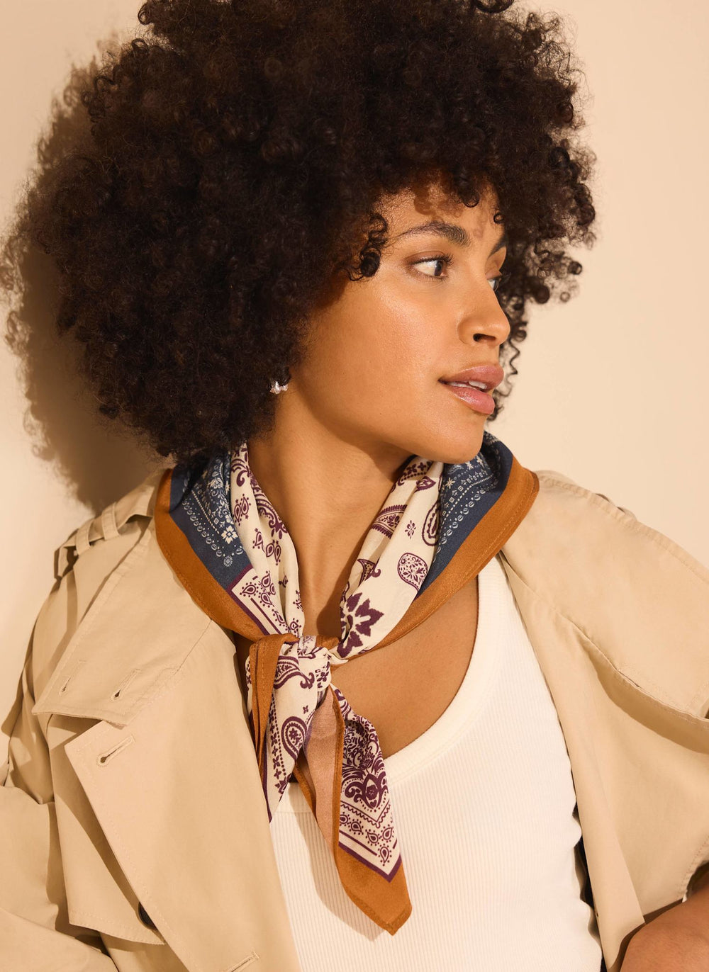 Navy Paisley Print Scarf