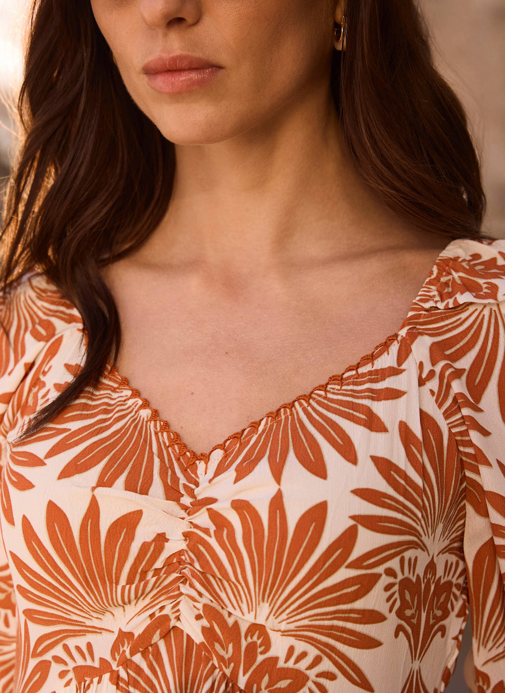 Orange Printed Maxi Dress