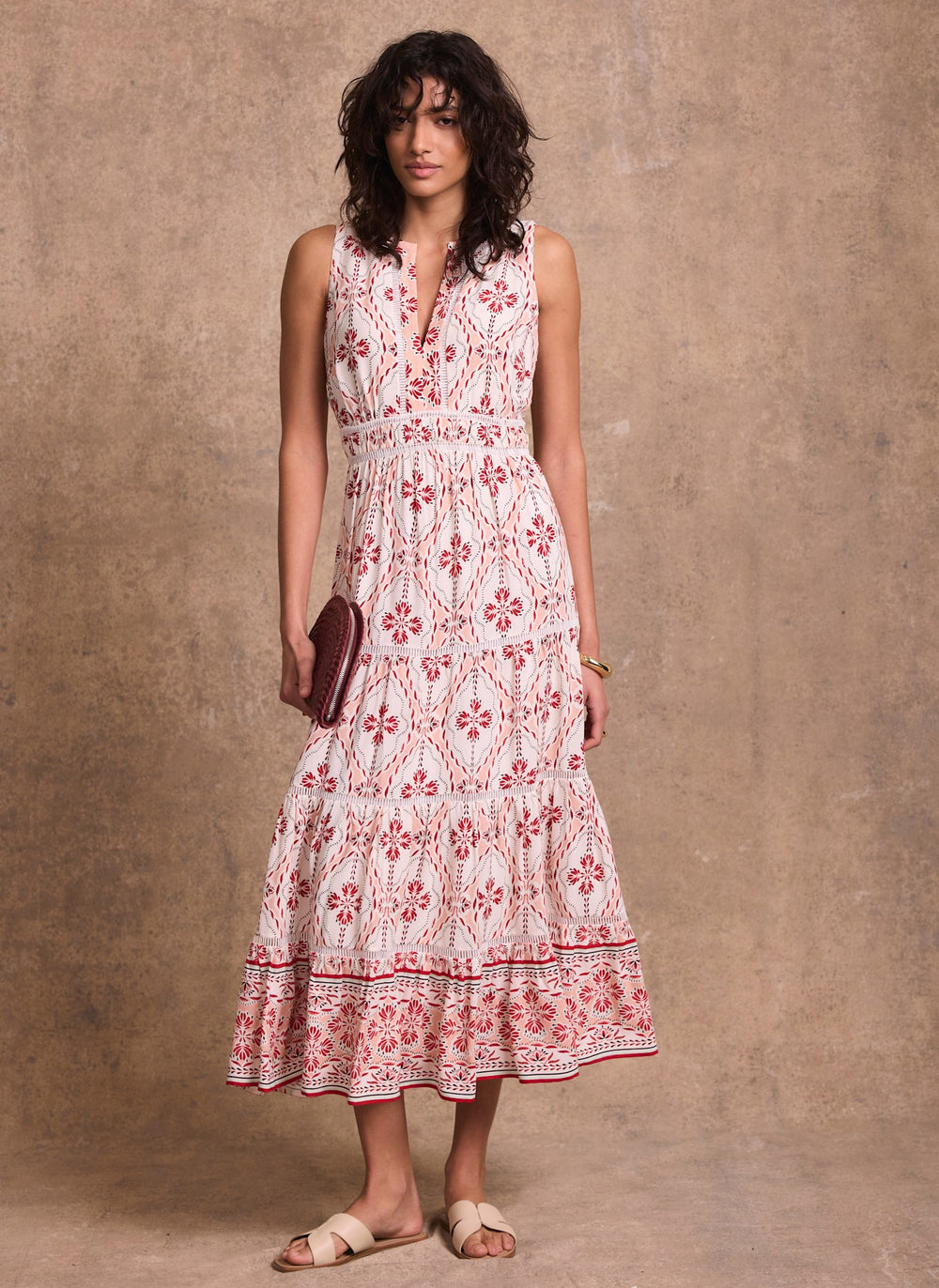 Pink Geo Print Maxi Dress