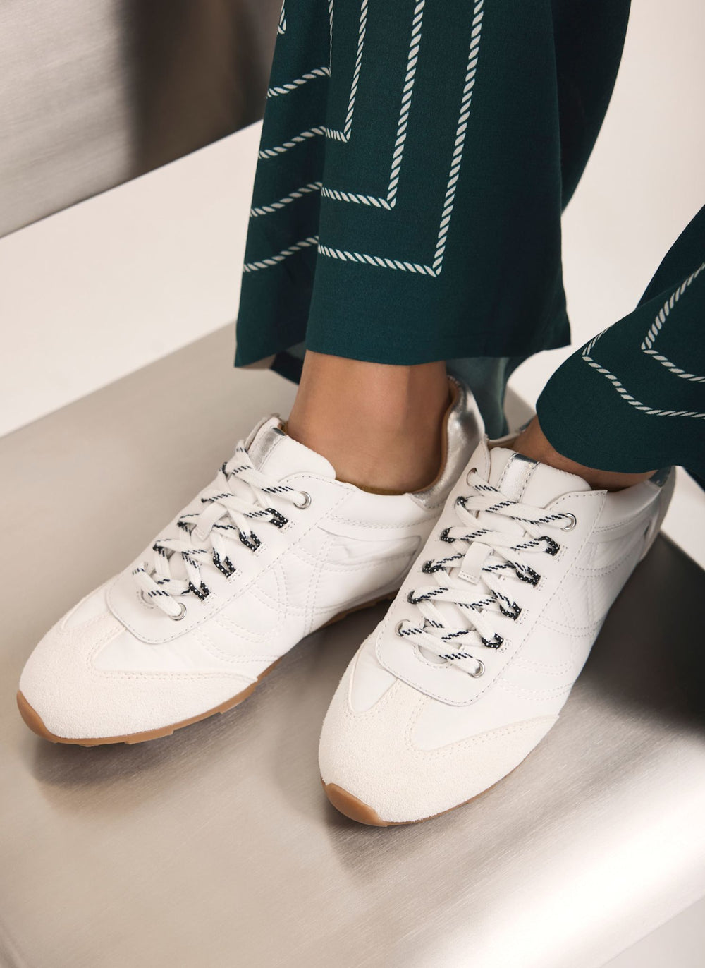 Rach White Suede Detail Trainers