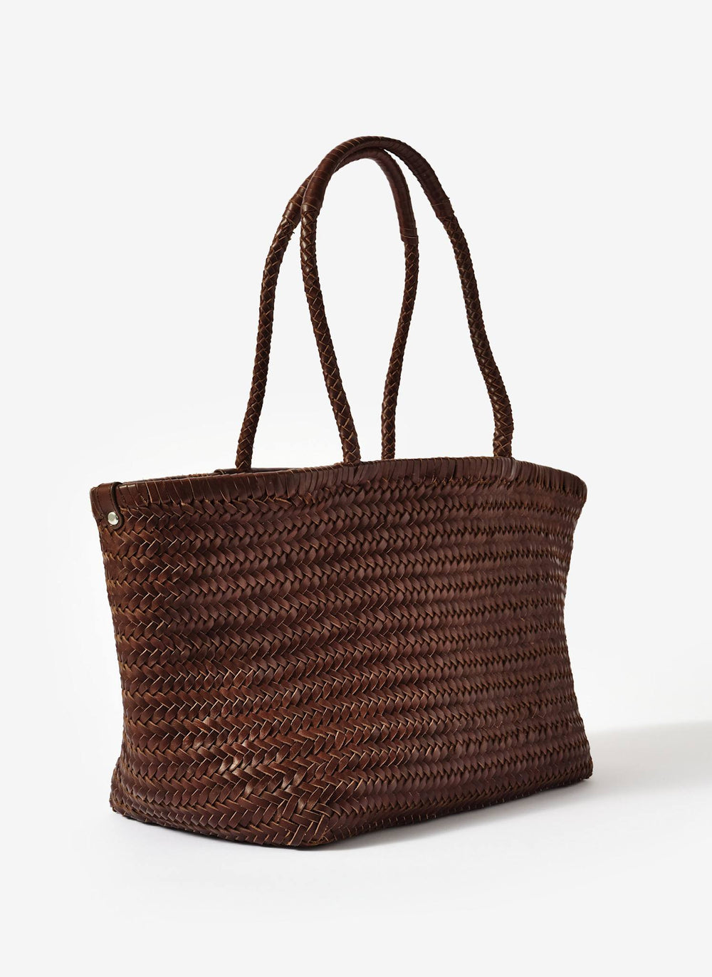 Rae Brown Leather Woven Tote Bag