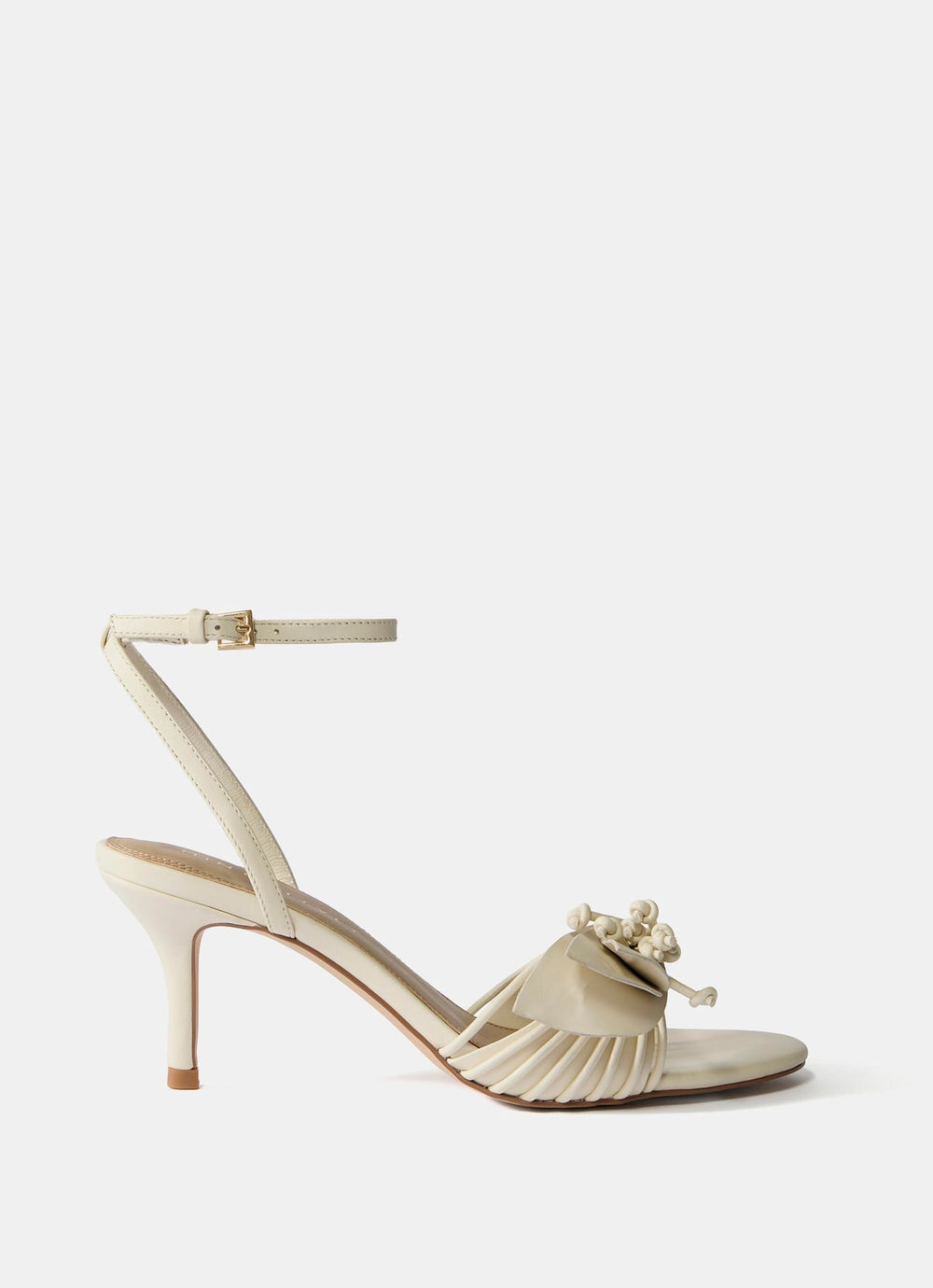 Rae Cream Leather Tassel Heeled Sandals