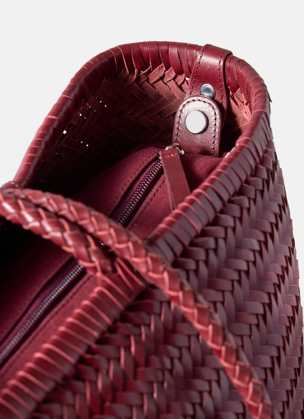 Rae Red Leather Woven Tote Bag