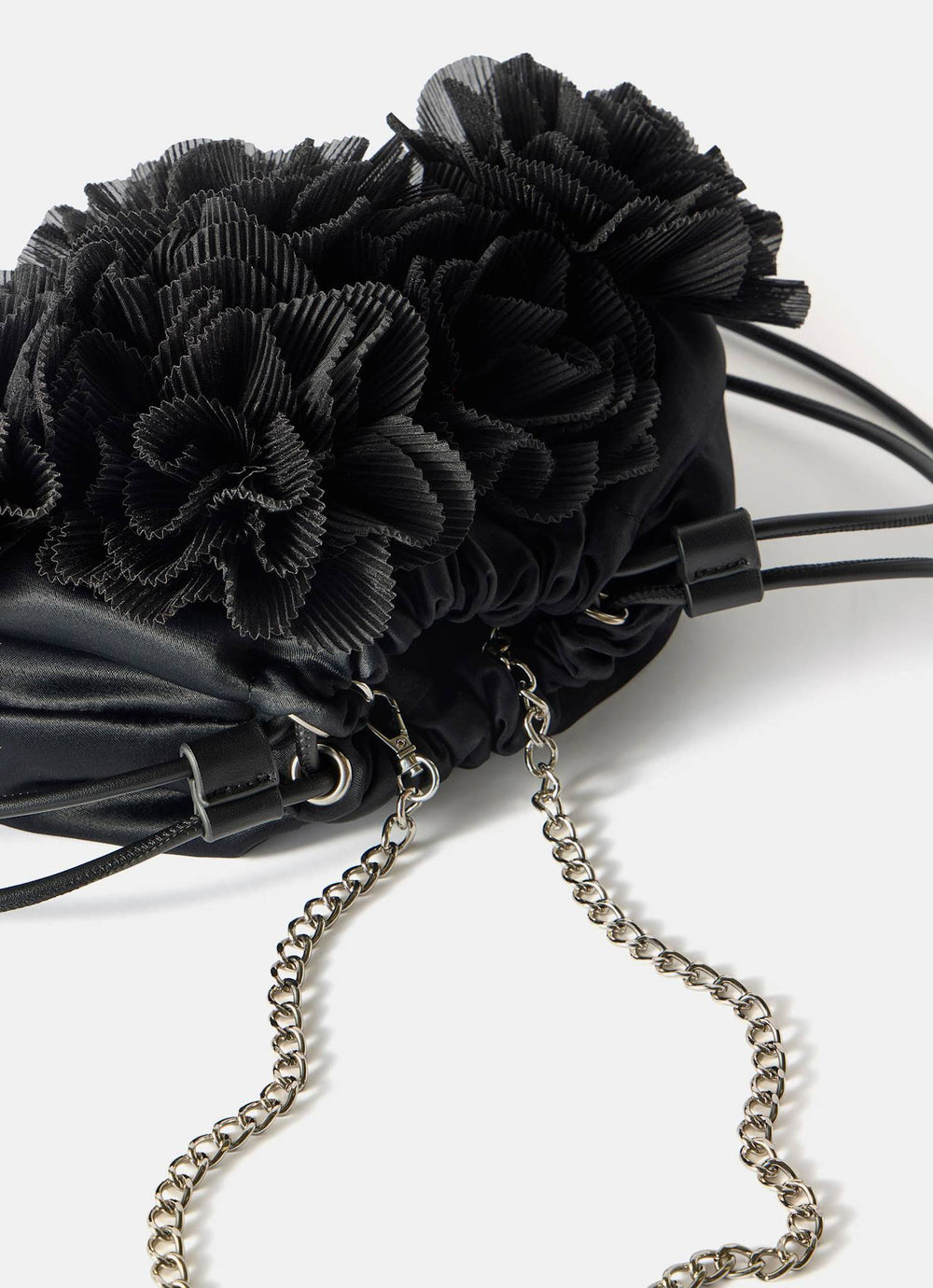 Raya Black Floral Drawstring Bag