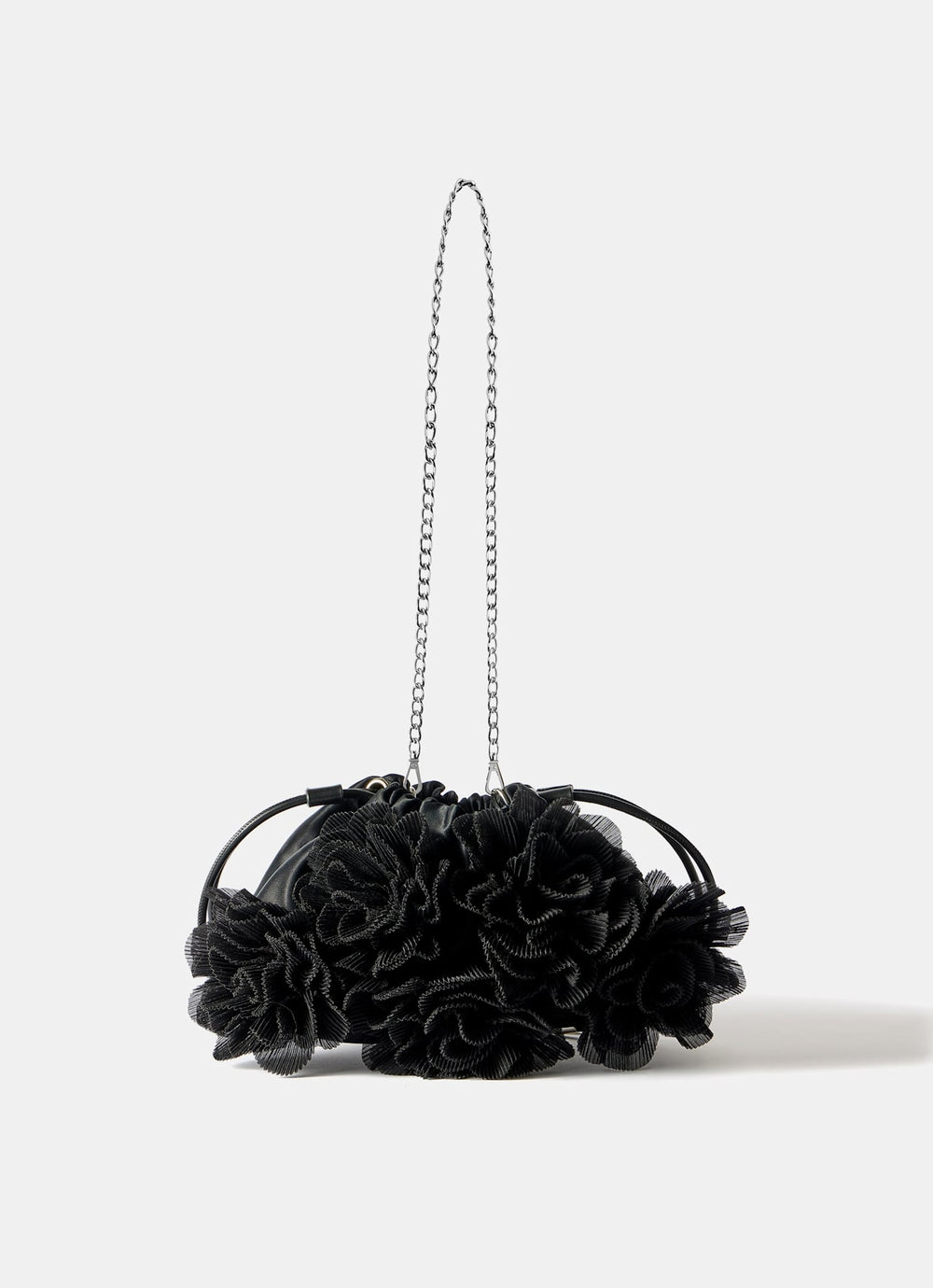 Raya Black Floral Drawstring Bag