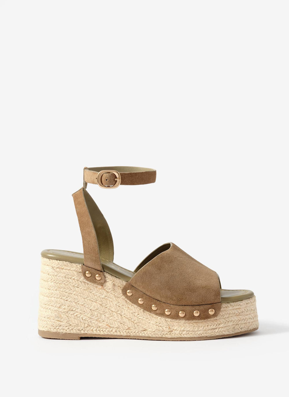 Raya Neutral Suede Espadrille Wedges