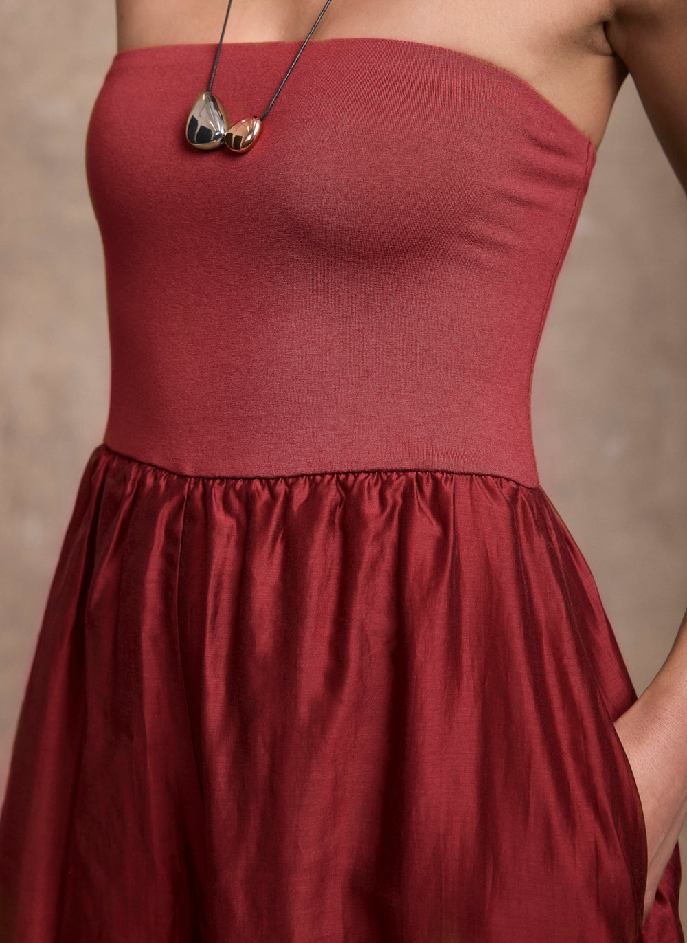 Red Bandeau Balloon Jumpsuit