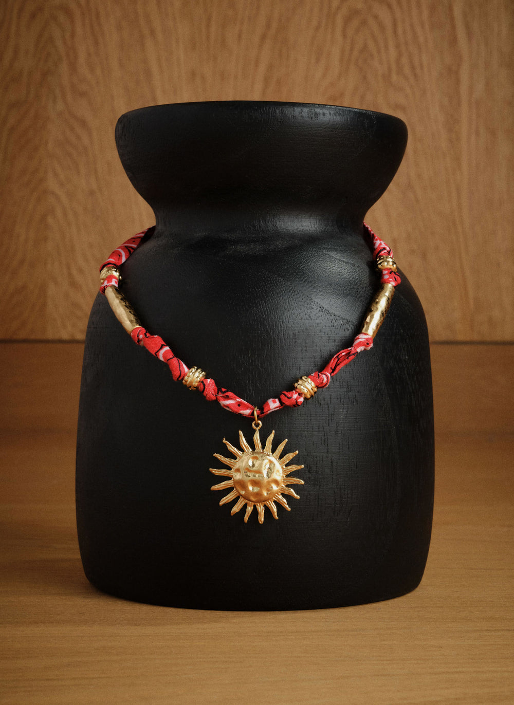 Red Bandana Sun Charm Necklace