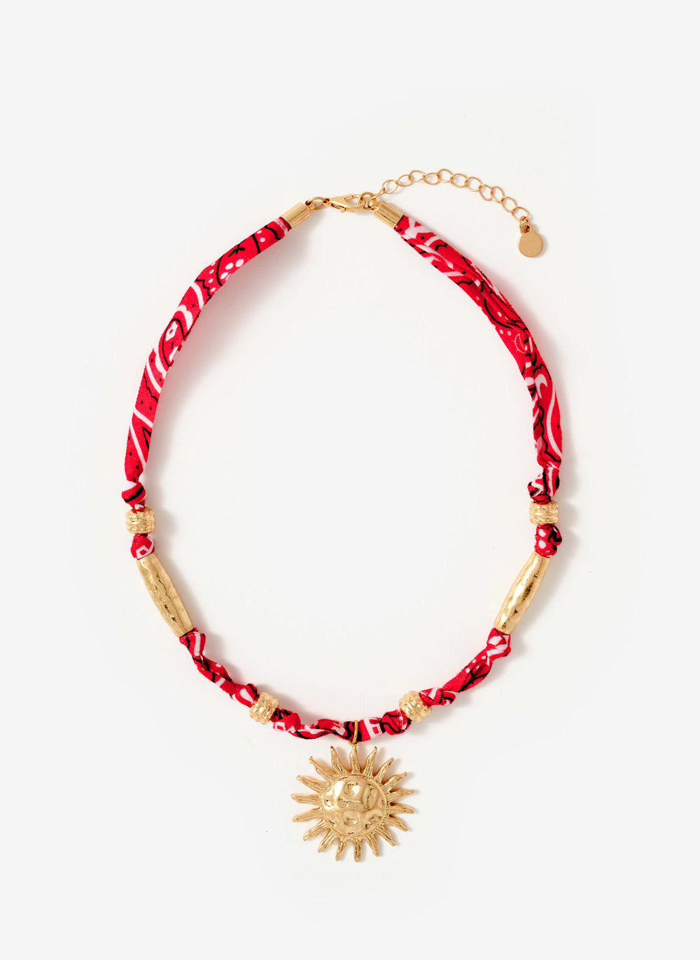 Red Bandana Sun Charm Necklace