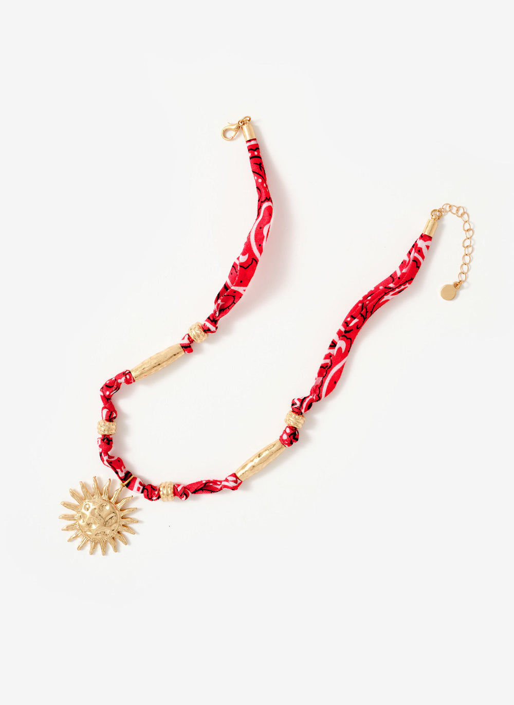 Red Bandana Sun Charm Necklace