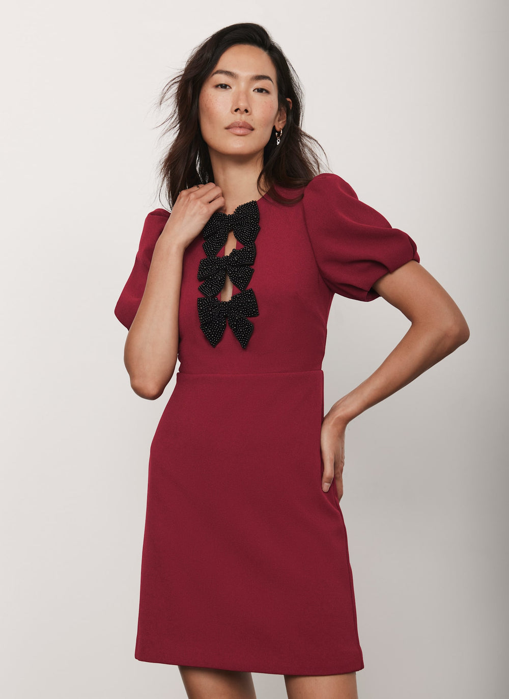 Red Bow Detail Mini Dress