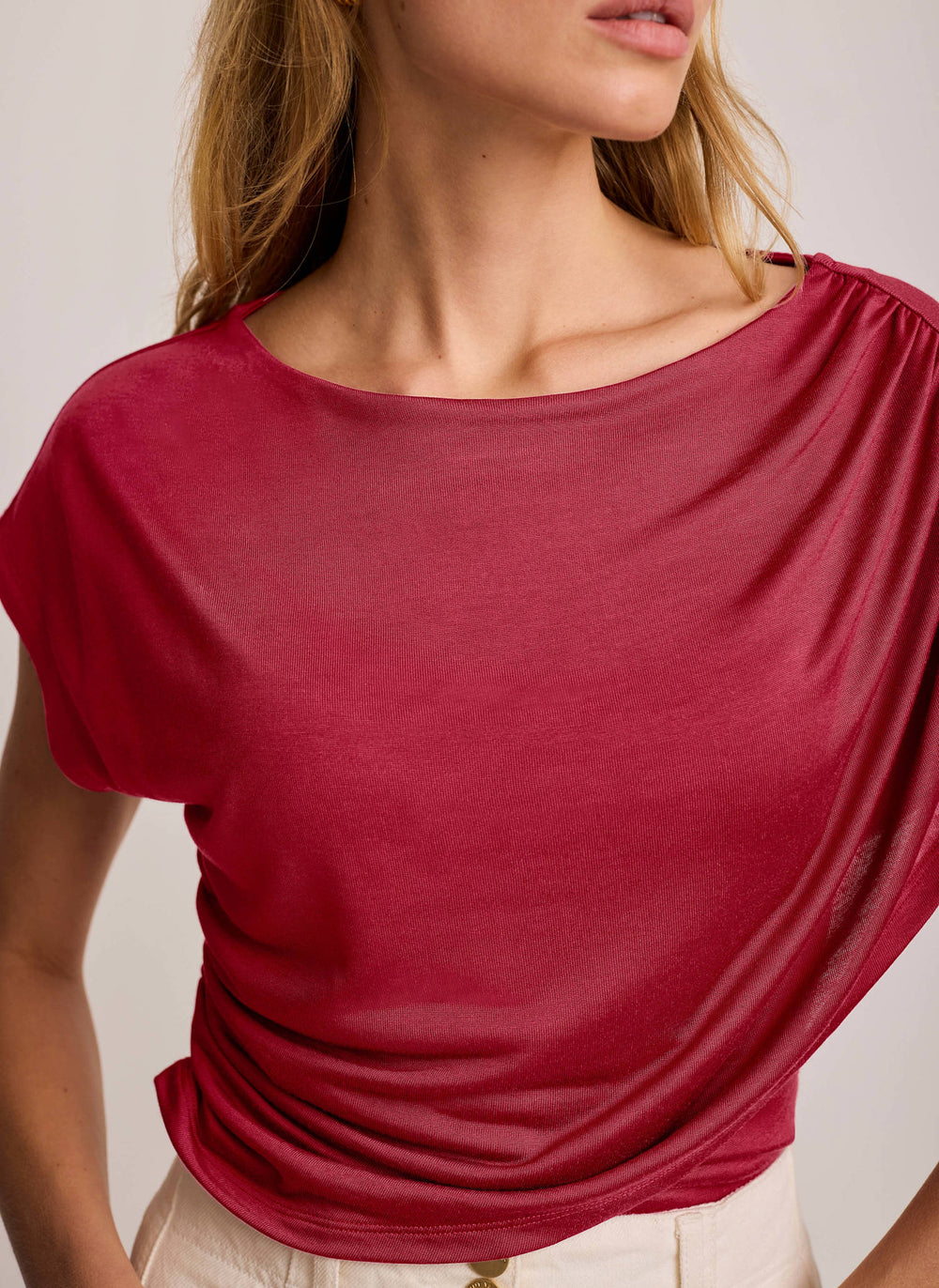 Red Drape Detail Top