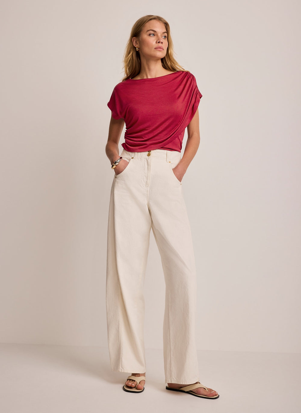 Red Drape Detail Top