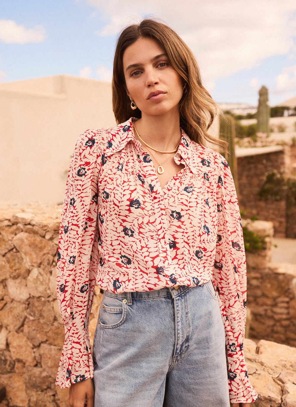 Red Floral Print Shirt