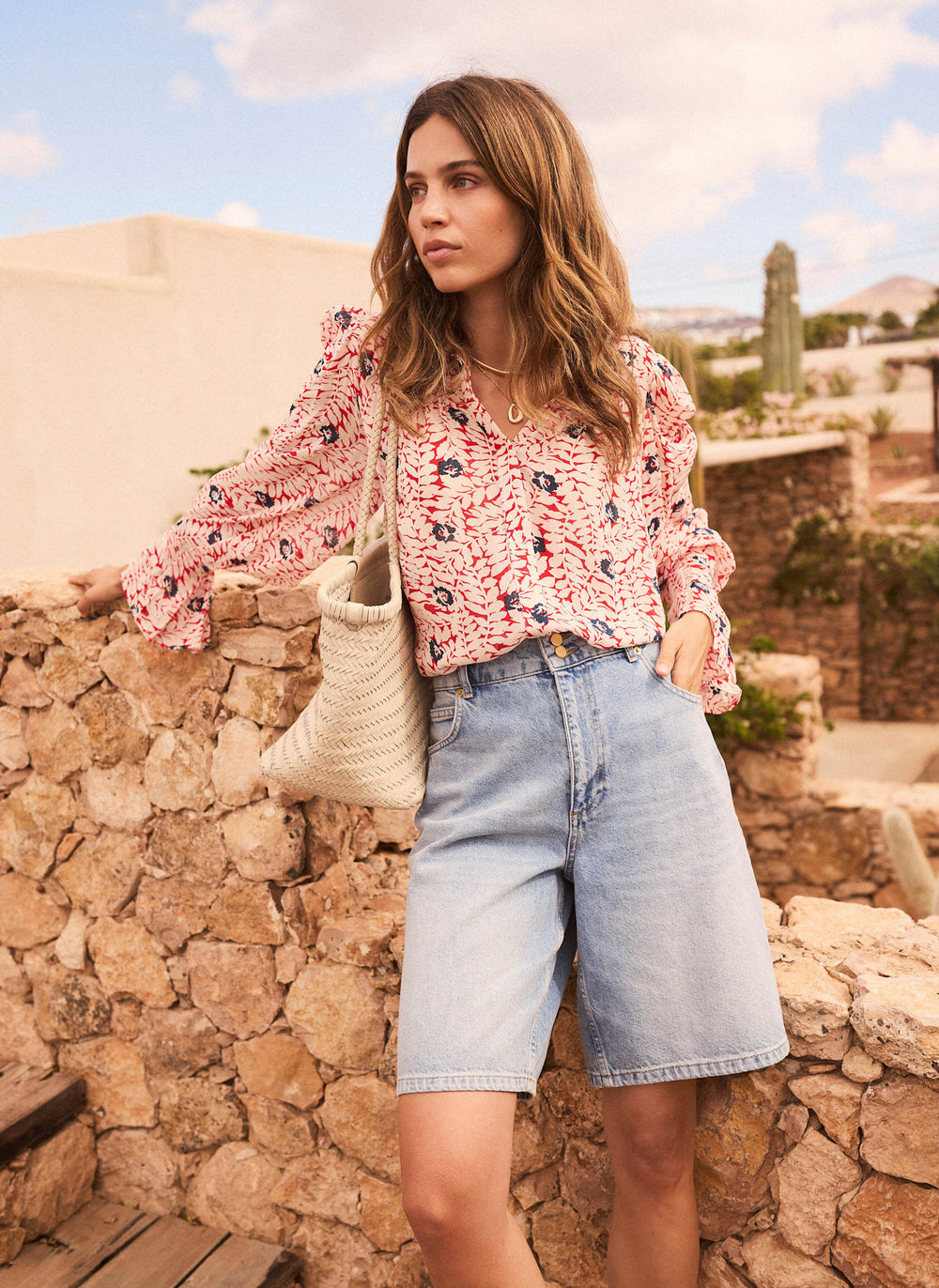 Red Floral Print Shirt