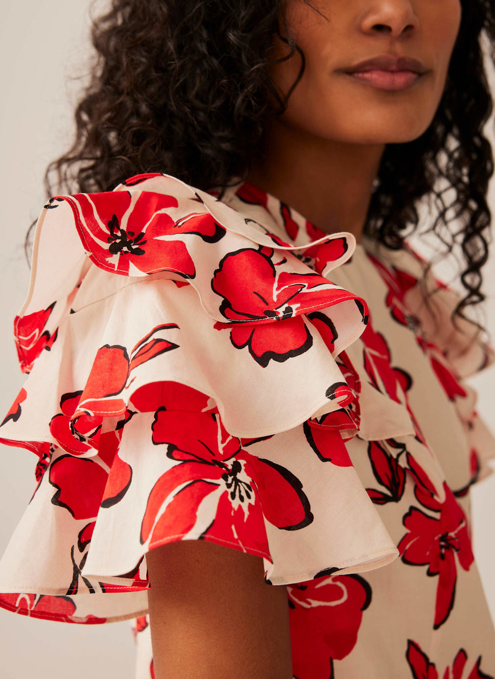 Red Floral Print Top