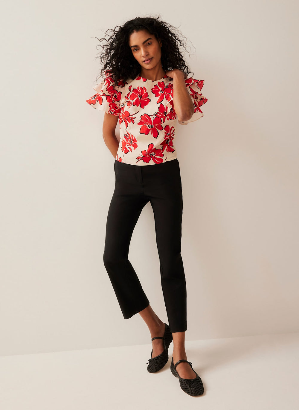 Red Floral Print Top