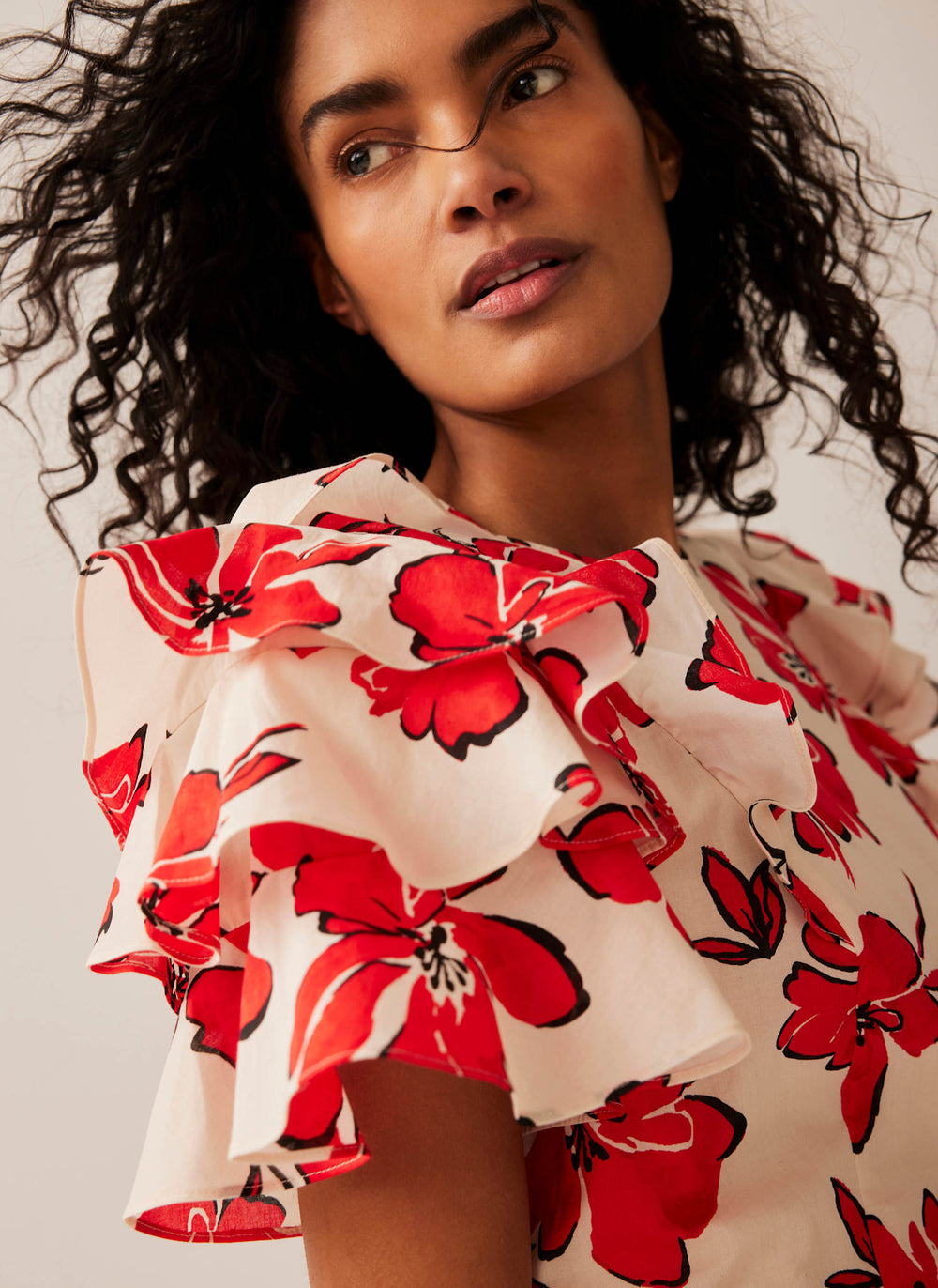 Red Floral Print Top