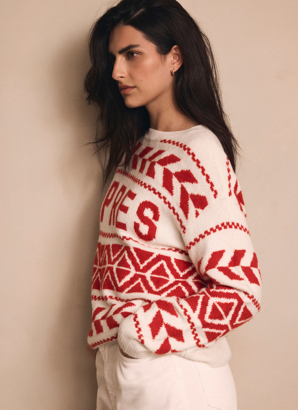 Red Graphic Apres Fair Isle Jumper