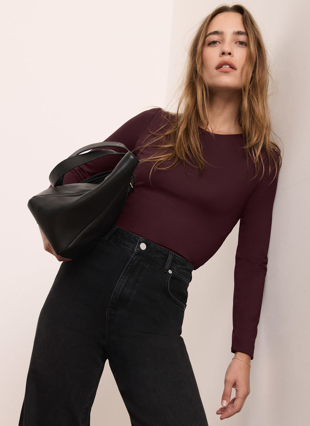 Burgundy Long Sleeve Layering Top