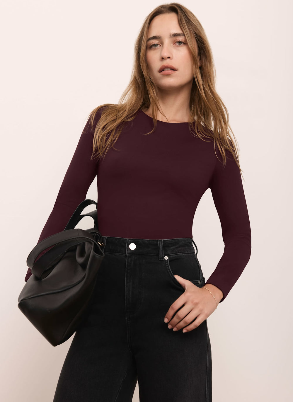 Burgundy Long Sleeve Layering Top