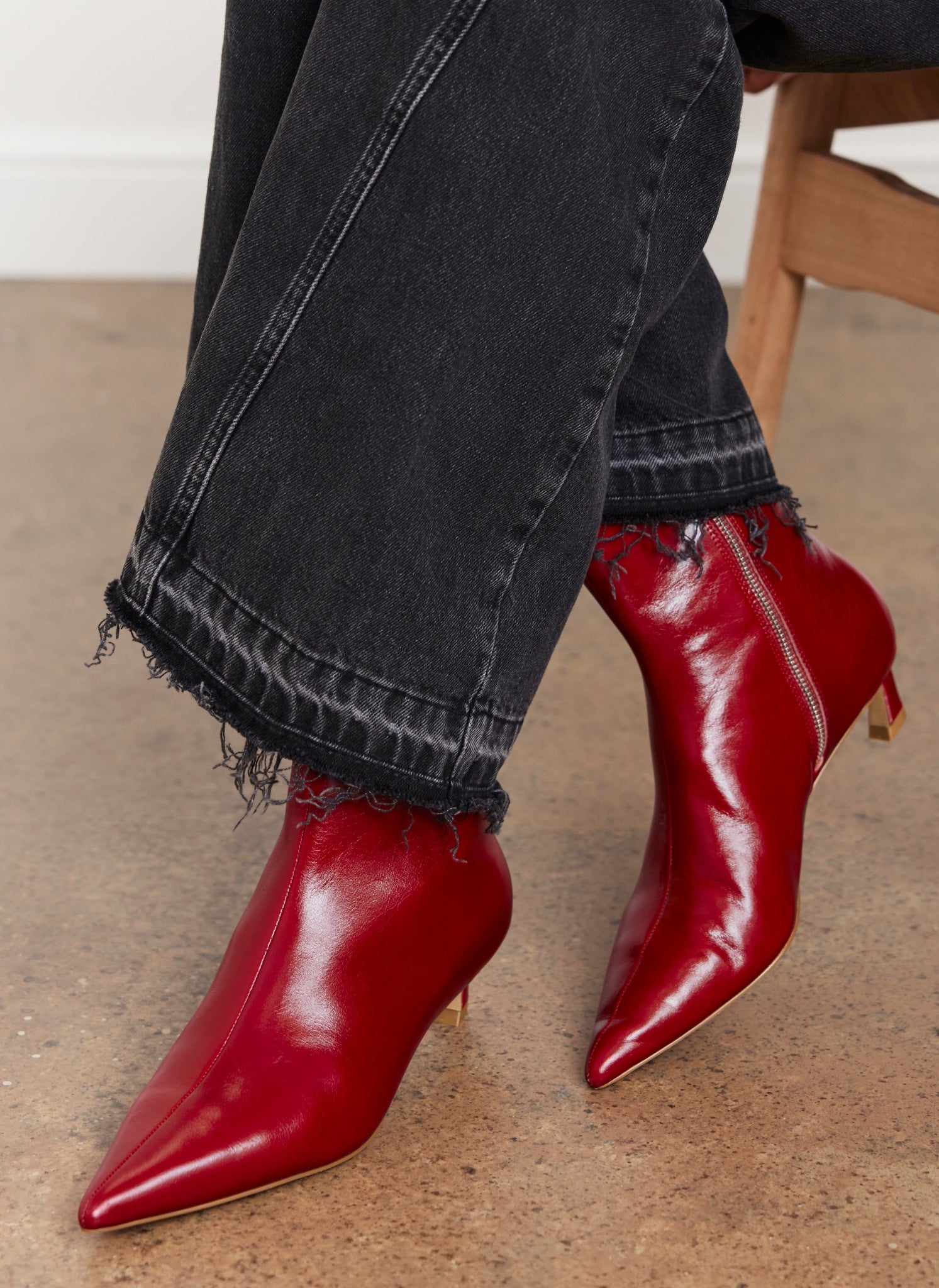 Red Leather Ankle Boots Mint Velvet