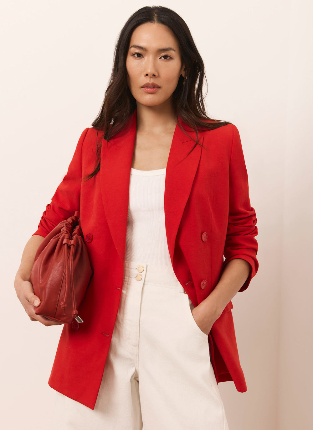 Red Double Breasted Blazer